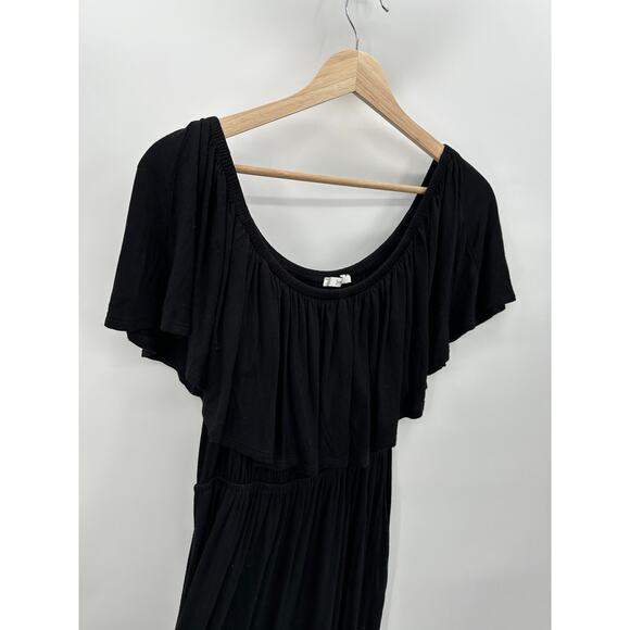 Jodifl Solid Black Short Sleeve Round Neck Maxi Dress Women's Size Large L - Picture 3 of 7